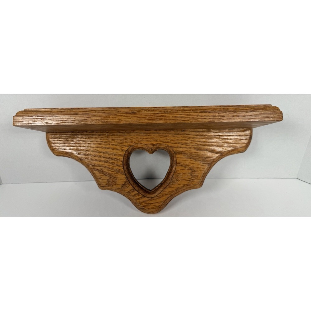 Small Oak Wood Hanging Shelf Heart Cutout 11" long 90s Cottagecore